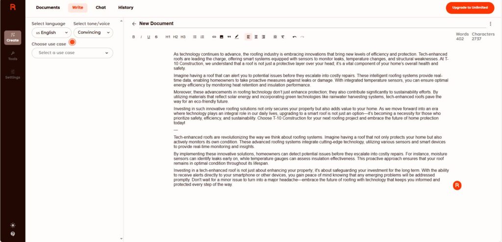 SEO Copywriting using rtyr website